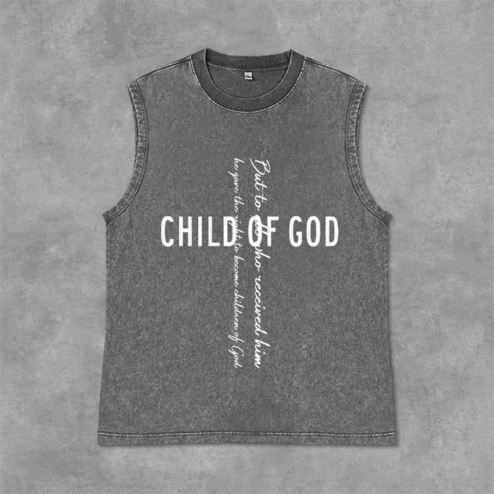 Christianartworkshop Débardeur unisexe délavé avec inscription biblique « Enfant de Dieu » - Gris - 2XL - image 0