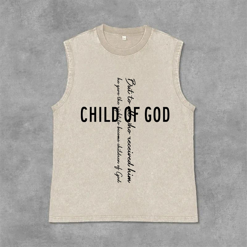 Christianartworkshop Débardeur unisexe délavé avec inscription biblique « Enfant de Dieu » - Beige - 2XL - image 3