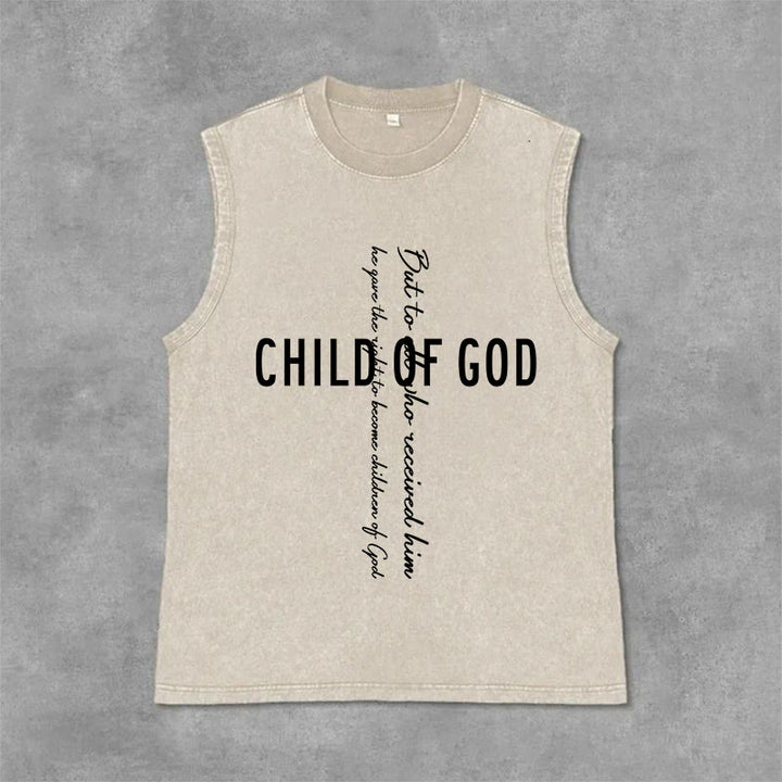 Christianartworkshop Débardeur unisexe délavé avec inscription biblique « Enfant de Dieu » - Beige - 2XL - image 3