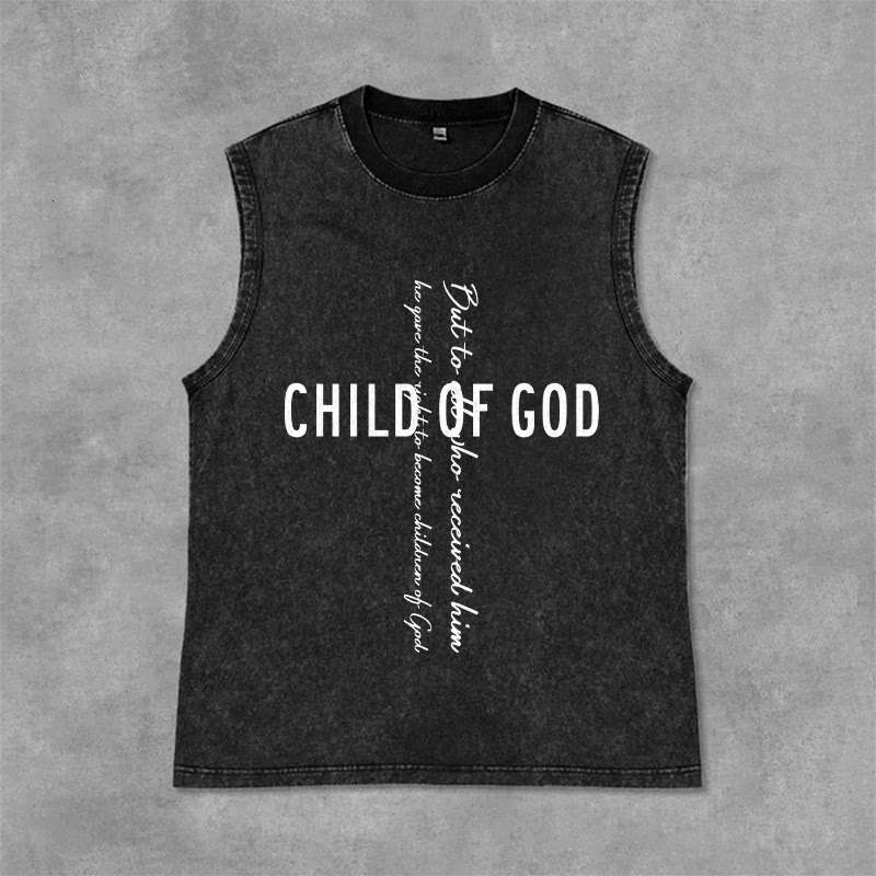 Christianartworkshop Débardeur unisexe délavé avec inscription biblique « Enfant de Dieu » - Noir - 2XL - image 9
