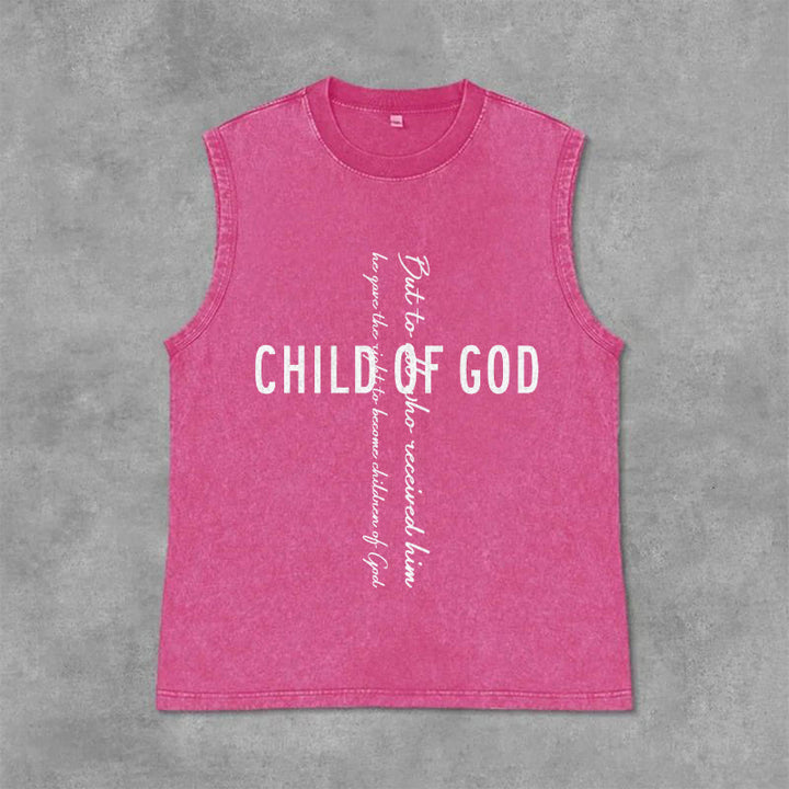 Christianartworkshop Débardeur unisexe délavé avec inscription biblique « Enfant de Dieu » - Rose - 2XL - image 12
