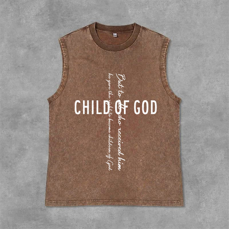 Christianartworkshop Débardeur unisexe délavé avec inscription biblique « Enfant de Dieu » - Brun - 2XL - image 6