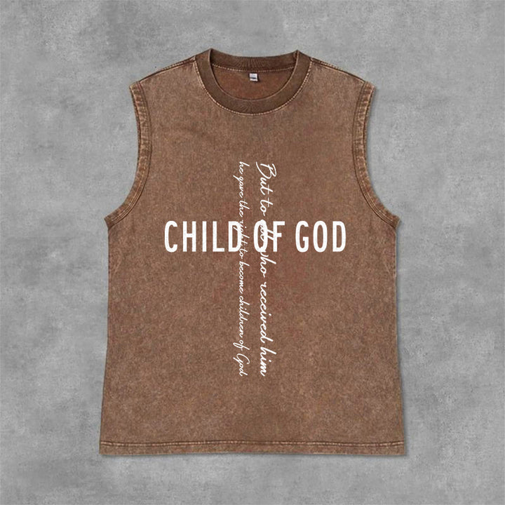 Christianartworkshop Débardeur unisexe délavé avec inscription biblique « Enfant de Dieu » - Brun - 2XL - image 6