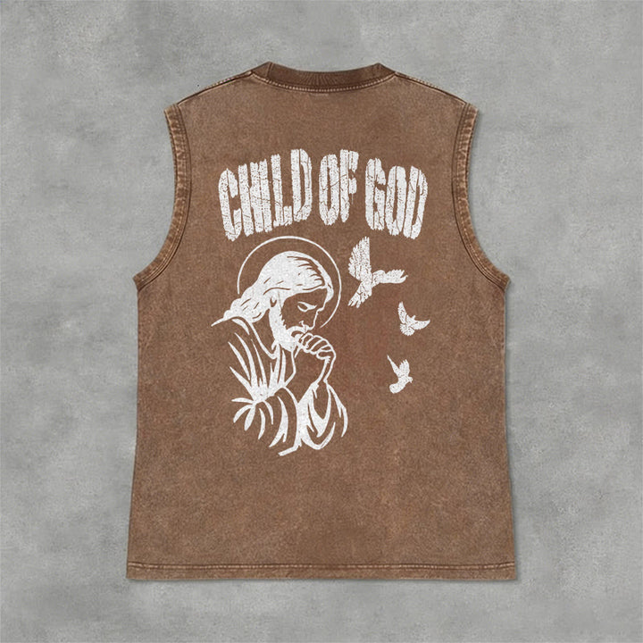 Christianartworkshop Débardeur unisexe lavé « Prier Jésus Enfant de Dieu Foi » - Brun - 2XL - image 3