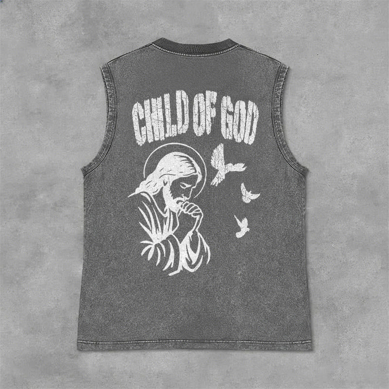 Christianartworkshop Débardeur unisexe lavé « Prier Jésus Enfant de Dieu Foi » - Gris - 2XL - image 6
