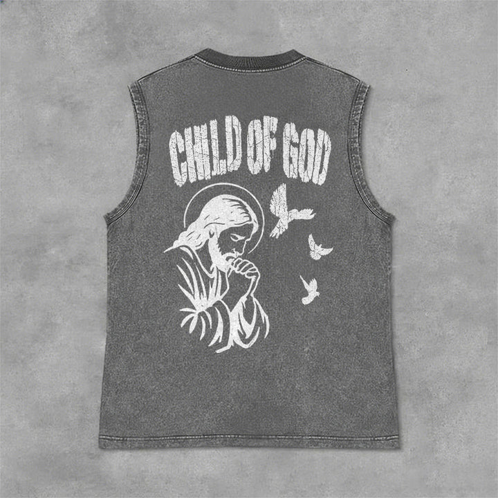 Christianartworkshop Débardeur unisexe lavé « Prier Jésus Enfant de Dieu Foi » - Gris - 2XL - image 6