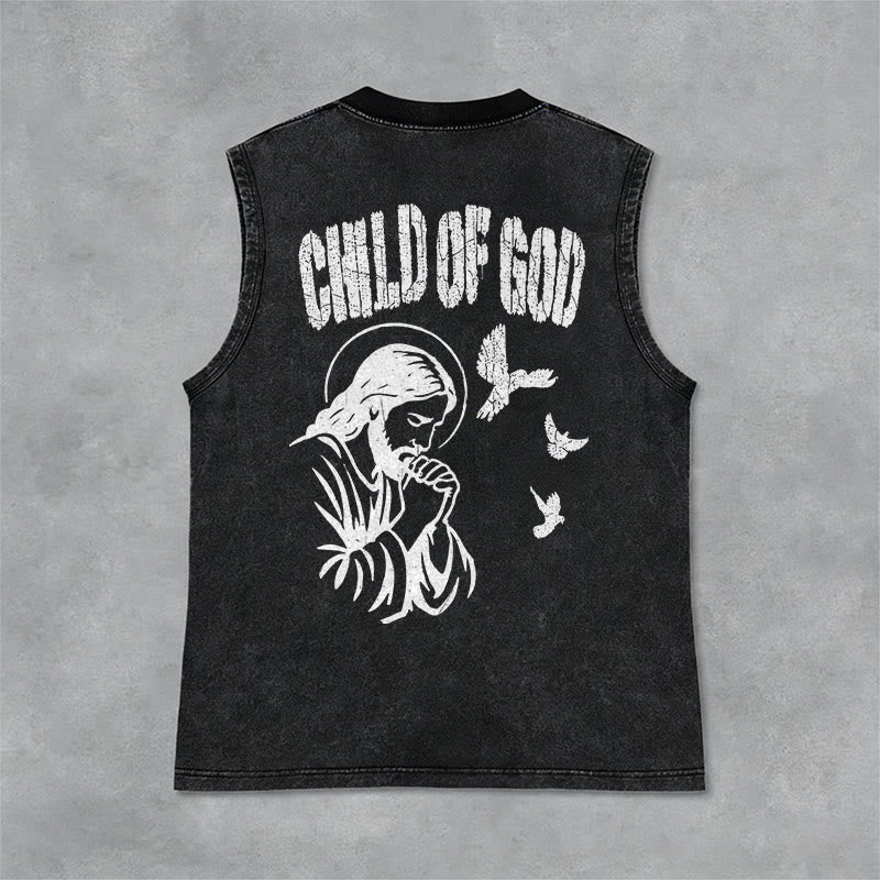 Christianartworkshop Débardeur unisexe lavé « Prier Jésus Enfant de Dieu Foi » - Noir - 2XL - image 9