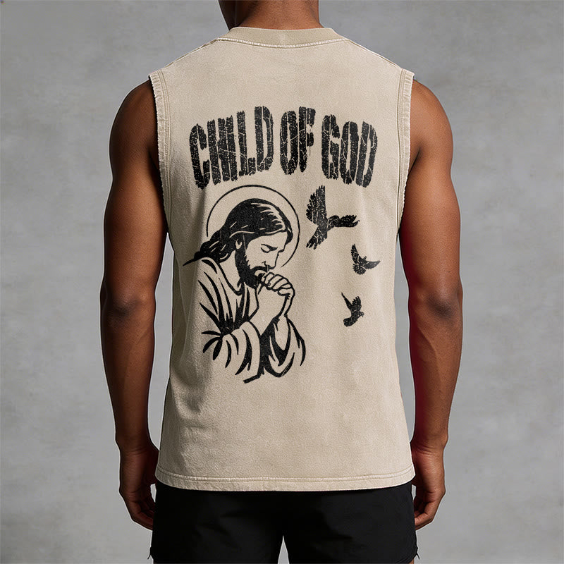 Christianartworkshop Débardeur unisexe lavé « Prier Jésus Enfant de Dieu Foi » - image 1