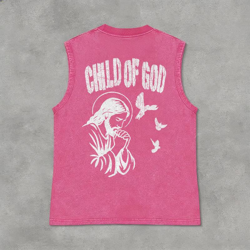 Christianartworkshop Débardeur unisexe lavé « Prier Jésus Enfant de Dieu Foi » - Rose - 2XL - image 12