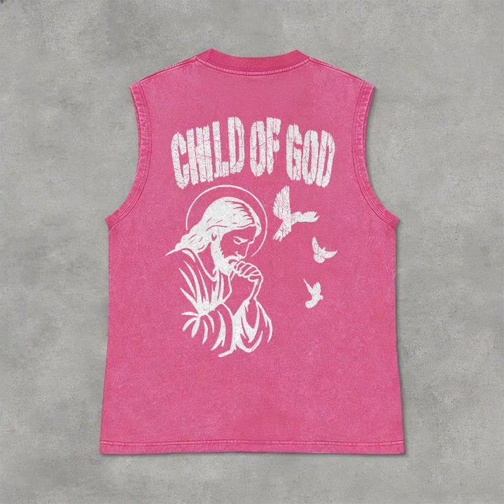 Christianartworkshop Débardeur unisexe lavé « Prier Jésus Enfant de Dieu Foi » - Rose - 2XL - image 12