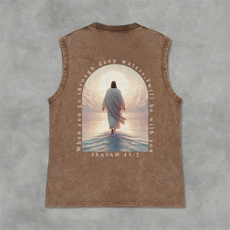 Christianartworkshop Débardeur unisexe délavé « Ésaïe 43:2 Je serai avec toi » - Brun - 2XL - image 6