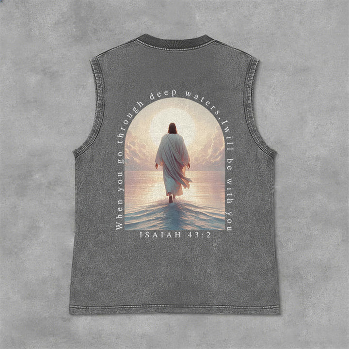 Christianartworkshop Débardeur unisexe délavé « Ésaïe 43:2 Je serai avec toi » - Gris - 2XL - image 9
