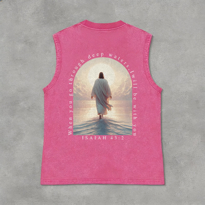 Christianartworkshop Débardeur unisexe délavé « Ésaïe 43:2 Je serai avec toi » - Rose - 2XL - image 12
