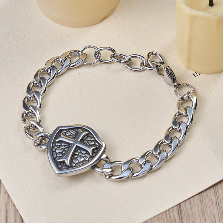 Christianartworkshop Bracelet croix à maillons épais texturés : symbole de foi et de style inébranlables - image 3