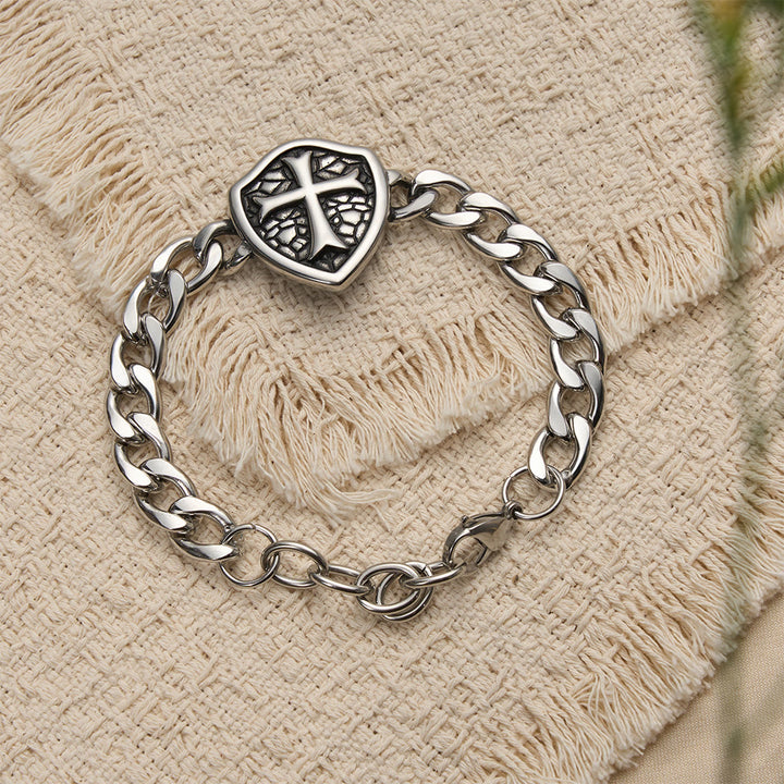 Christianartworkshop Bracelet croix à maillons épais texturés : symbole de foi et de style inébranlables - image 1