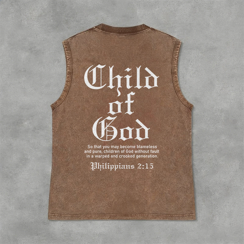 Christianartworkshop Débardeur unisexe délavé « Enfant de Dieu Philippiens 2:15 » - Brun - 2XL - image 0