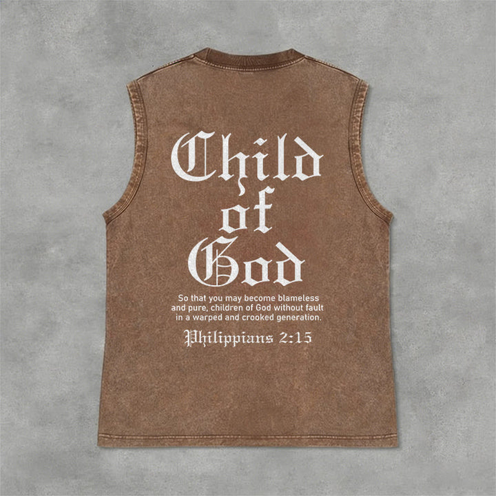 Christianartworkshop Débardeur unisexe délavé « Enfant de Dieu Philippiens 2:15 » - Brun - 2XL - image 0