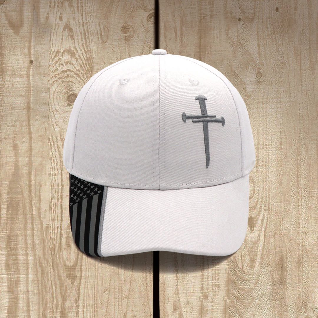 Christianartworkshop Casquette de camionneur brodée avec croix et couronne d'épines - Blanc - image 2