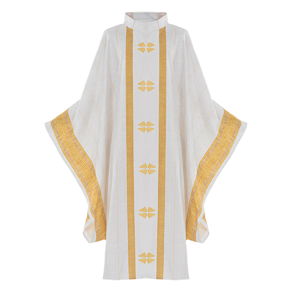 Christianartworkshop Chasuble liturgique pour les cérémonies sacrées - Blanc - Taille unique convenant à la plupart des morphologies - image 2