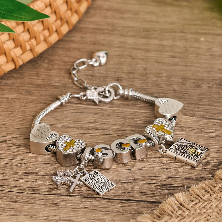Christianartworkshop Bracelet à breloques DIEU et Bible avec croix et perles versets bibliques : un symbole de foi inébranlable et d’amour divin - image 3