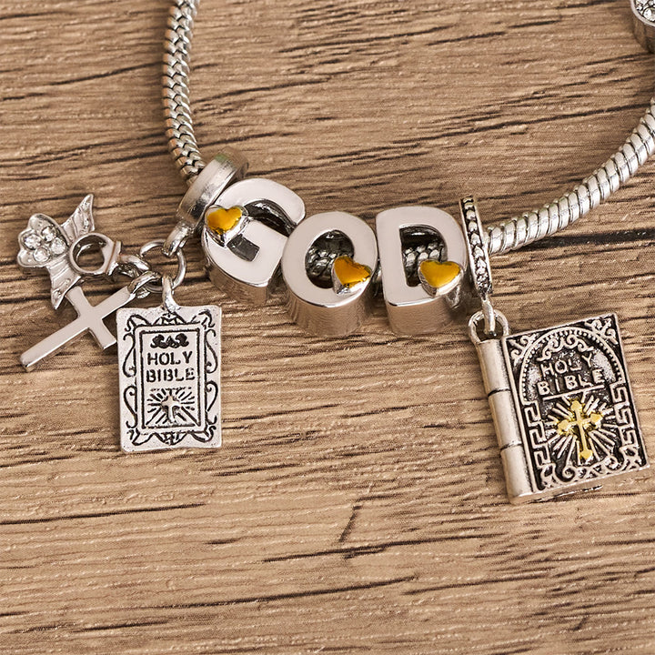 Christianartworkshop Bracelet à breloques DIEU et Bible avec croix et perles versets bibliques : un symbole de foi inébranlable et d’amour divin - image 4