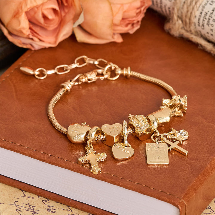 Christianartworkshop Bracelet à breloques ajustable orné de détails bibliques et royaux : un rappel de foi et de dévotion céleste - image 2