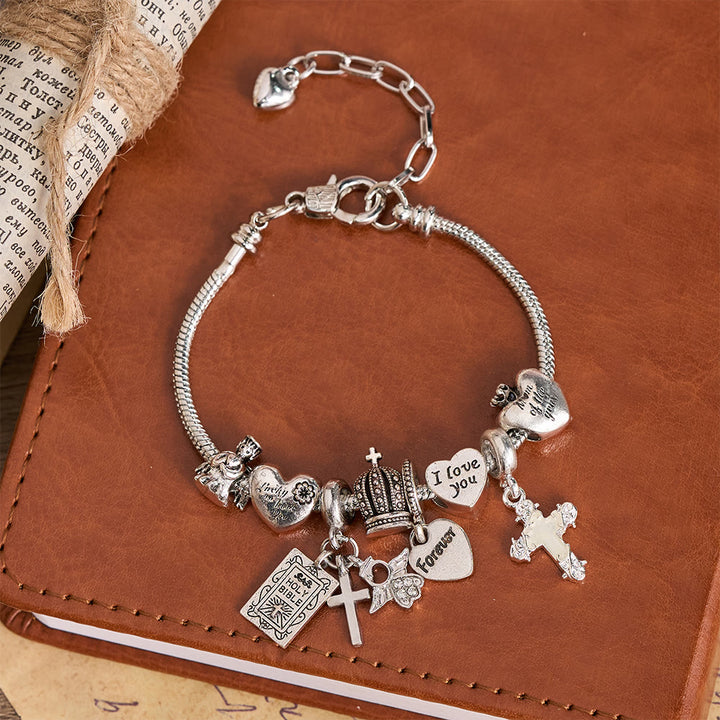 Christianartworkshop Bracelet à breloques ajustable orné de détails bibliques et royaux : un rappel de foi et de dévotion céleste - Argent - image 5
