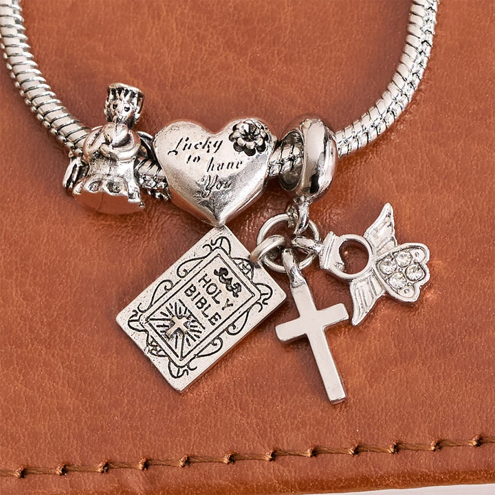 Christianartworkshop Bracelet à breloques ajustable orné de détails bibliques et royaux : un rappel de foi et de dévotion céleste - image 9