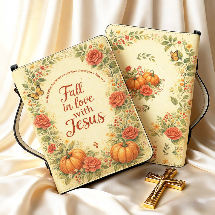 Christianartworkshop Couverture de Bible zippée « Tombez amoureux de Jésus » à motifs floraux et citrouilles - image 14