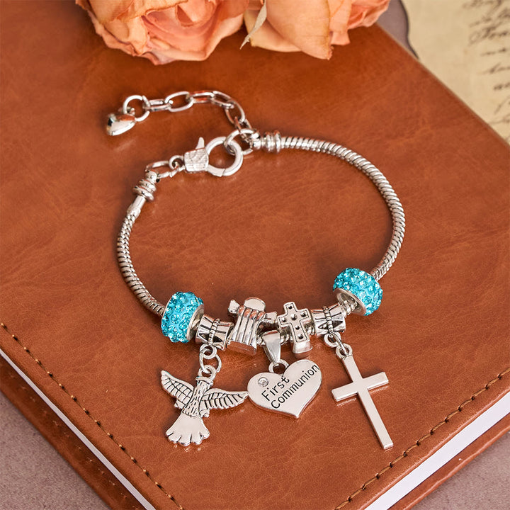 Christianartworkshop Bracelet de Première Communion pour Enfants avec Ange et Croix : Symbole de Foi et de Bénédiction Divine - Première communion - image 0