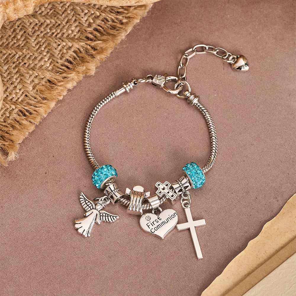 Christianartworkshop Bracelet de Première Communion pour Enfants avec Ange et Croix : Symbole de Foi et de Bénédiction Divine - image 3