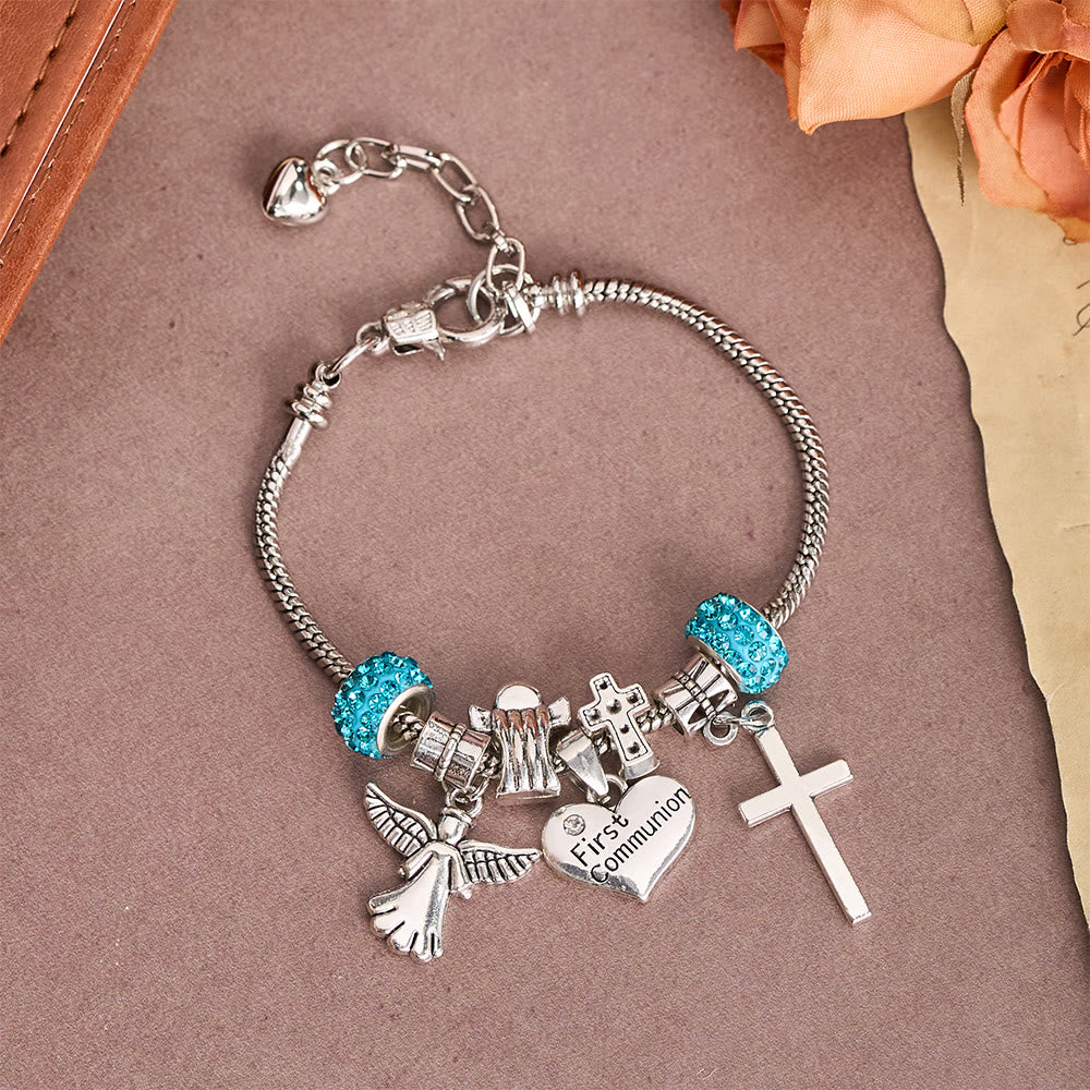 Christianartworkshop Bracelet de Première Communion pour Enfants avec Ange et Croix : Symbole de Foi et de Bénédiction Divine - image 2