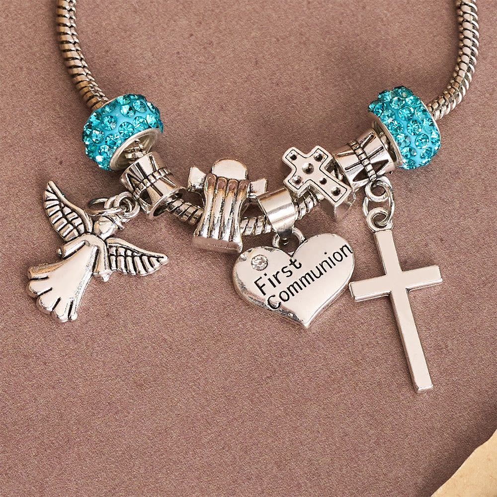 Christianartworkshop Bracelet de Première Communion pour Enfants avec Ange et Croix : Symbole de Foi et de Bénédiction Divine - image 4