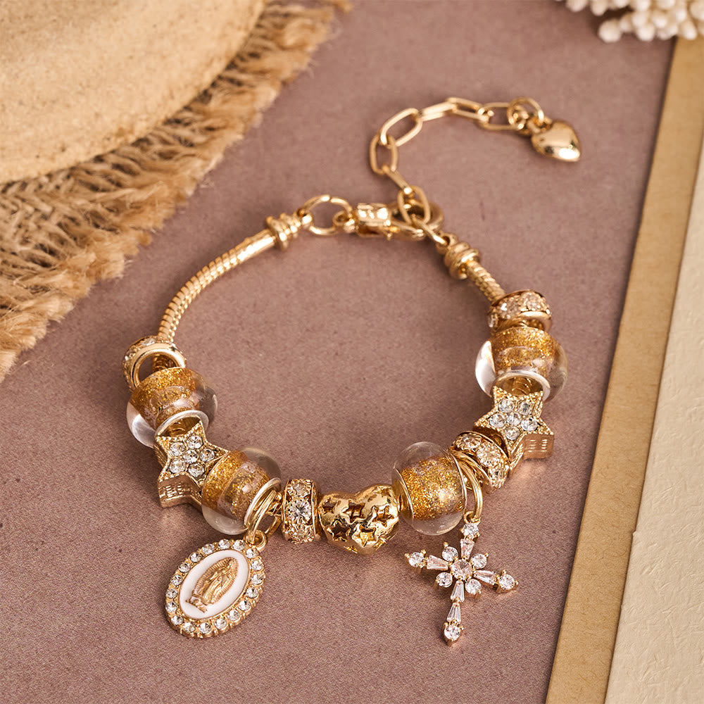 Christianartworkshop Bracelet orné de la Vierge Marie et d'une croix : un symbole éclatant de la grâce mariale et de la rédemption - image 1