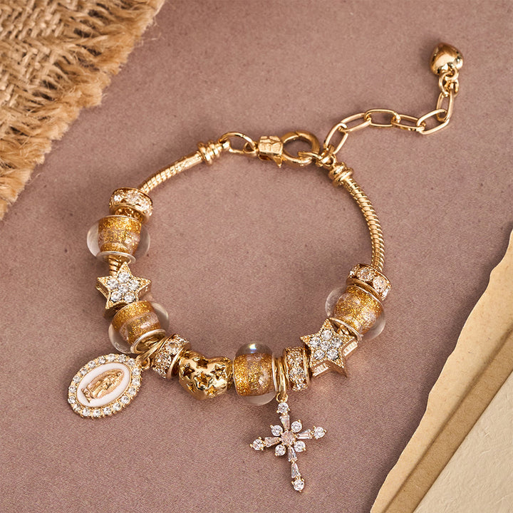 Christianartworkshop Bracelet orné de la Vierge Marie et d'une croix : un symbole éclatant de la grâce mariale et de la rédemption - image 2