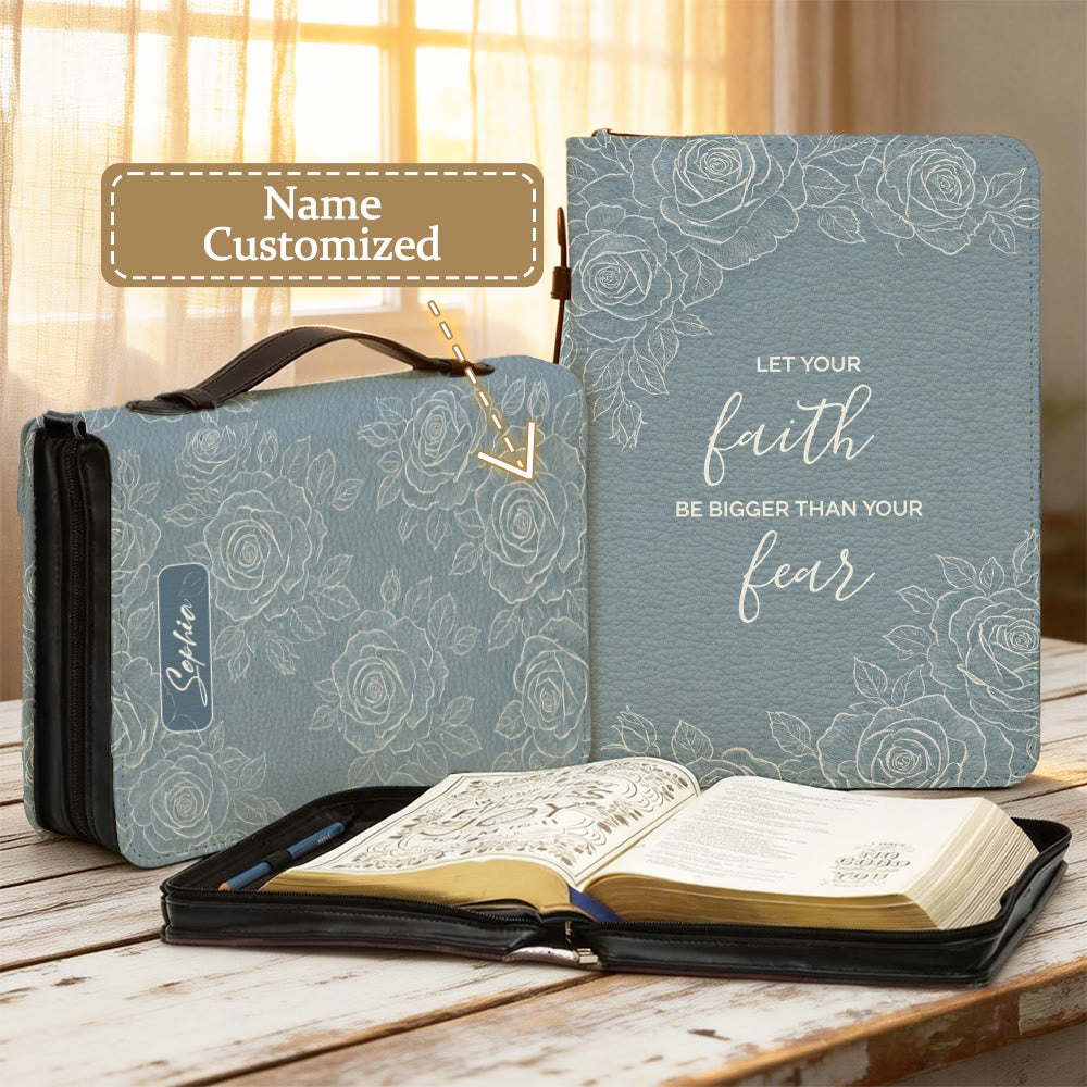 Christianartworkshop Que ta foi soit plus grande que ta peur (Couverture de Bible à motifs floraux) - 2XL - Nom personnalisé - image 0