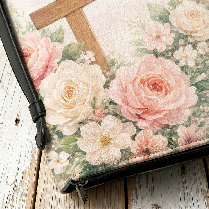 Christianartworkshop Couverture de Bible zippée « Priez d'abord » à motif floral doux et croix, avec motif floral et croix. - image 12