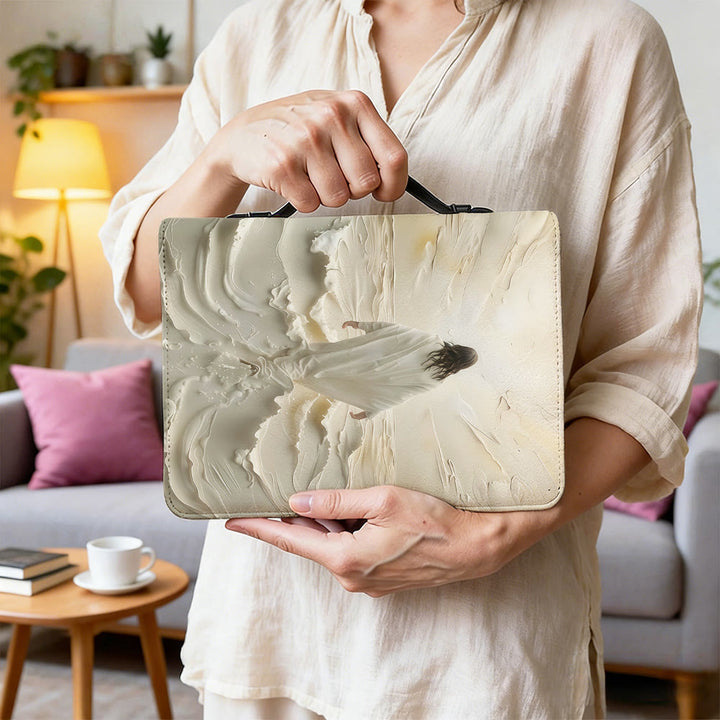 Christianartworkshop Couverture de Bible illustrée avec Jésus marchant sur l'eau, tons neutres - image 9