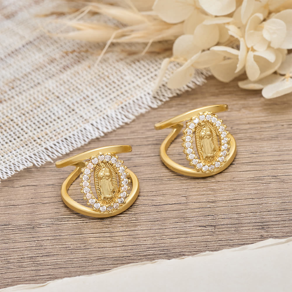 Christianartworkshop Bague Notre-Dame de Guadalupe avec halo de zircon : un symbole de la grâce mariale et de la lumière divine - image 1
