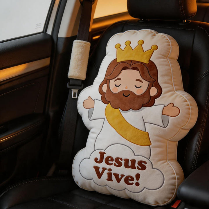 Christianartworkshop Coussin en peluche doux à l'effigie de Jesus Vive : un accessoire de décoration chaleureux et inspiré par la foi - image 1