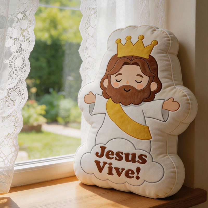 Christianartworkshop Coussin en peluche doux à l'effigie de Jesus Vive : un accessoire de décoration chaleureux et inspiré par la foi - image 4