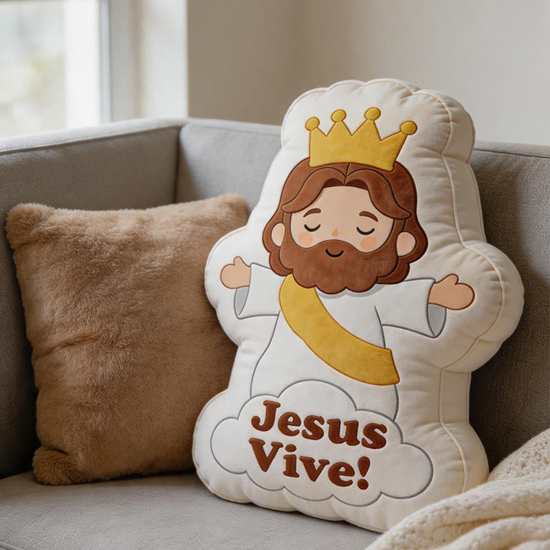 Christianartworkshop Coussin en peluche doux à l'effigie de Jesus Vive : un accessoire de décoration chaleureux et inspiré par la foi - image 3
