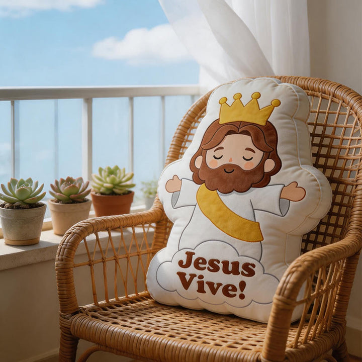 Christianartworkshop Coussin en peluche doux à l'effigie de Jesus Vive : un accessoire de décoration chaleureux et inspiré par la foi - image 5