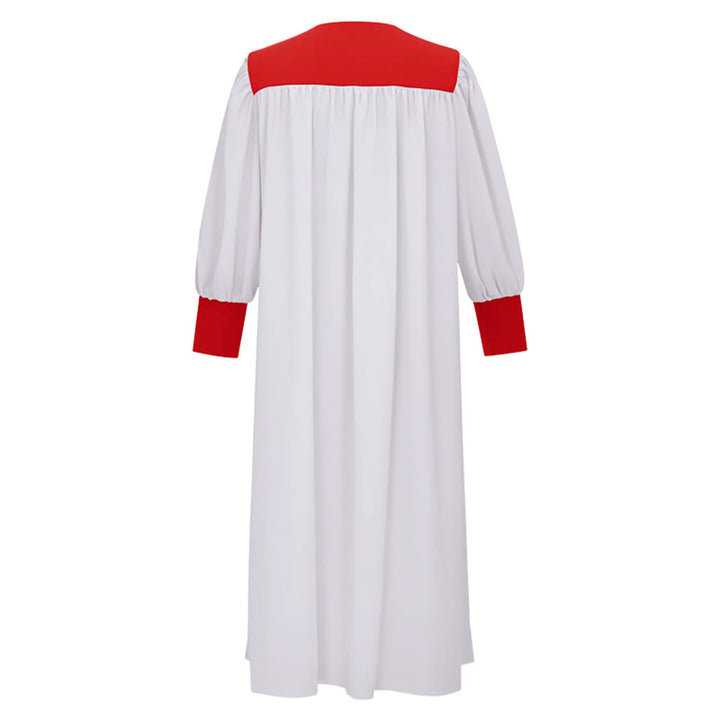 Robe de clergé blanche distinctive de Christianartworkshop avec col rouge et emblème de croix - image 2