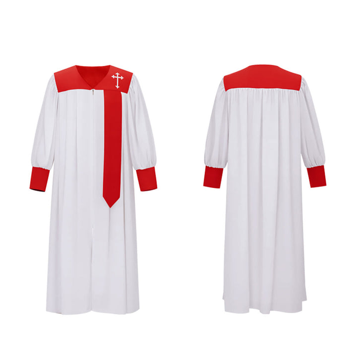 Robe de clergé blanche distinctive de Christianartworkshop avec col rouge et emblème de croix - image 15