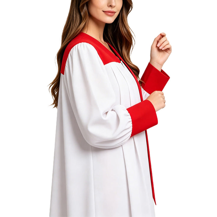Robe de clergé blanche distinctive de Christianartworkshop avec col rouge et emblème de croix - image 5