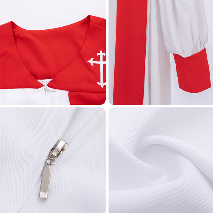 Robe de clergé blanche distinctive de Christianartworkshop avec col rouge et emblème de croix - image 14