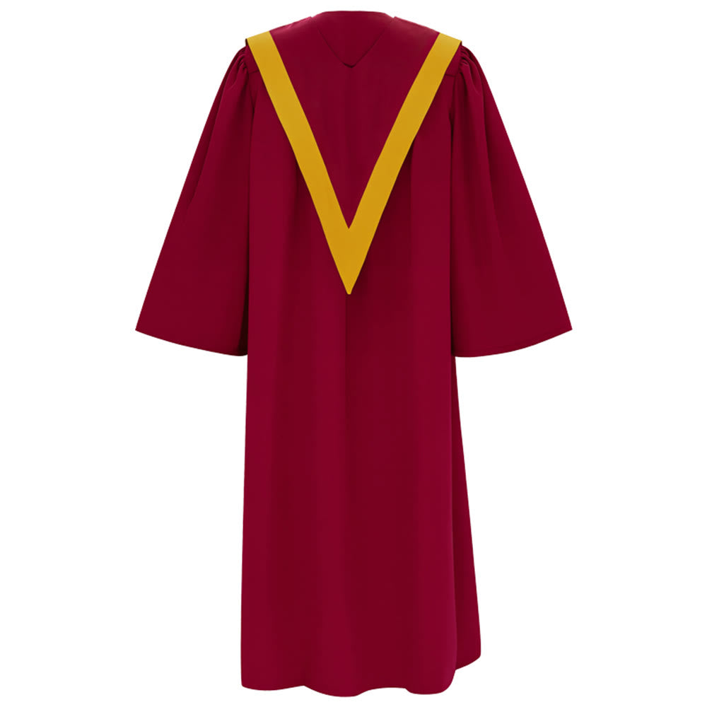 Robe de clergé traditionnelle bordeaux de Christianartworkshop avec croix dorée et col en V. - image 3