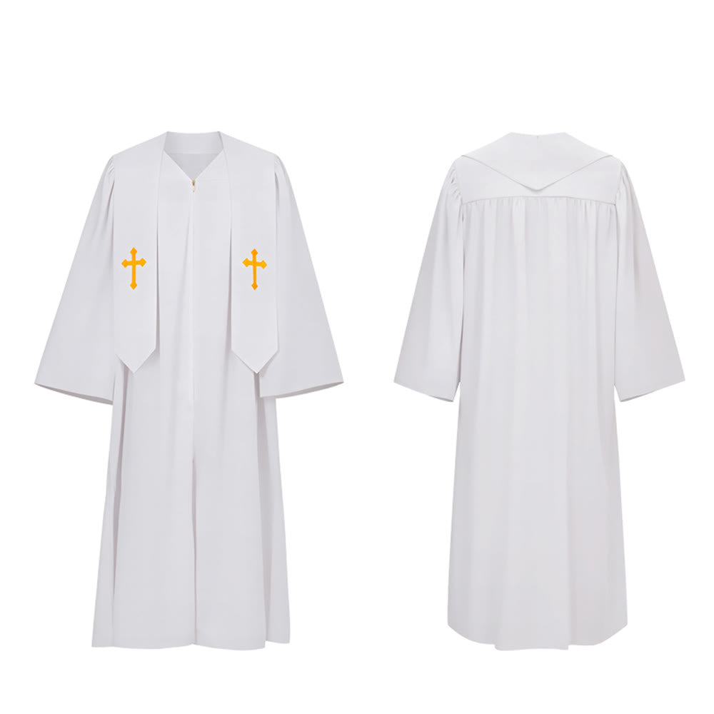 Christianartworkshop Robes de clergé élégantes noires et blanches : détail de la croix dorée - image 4