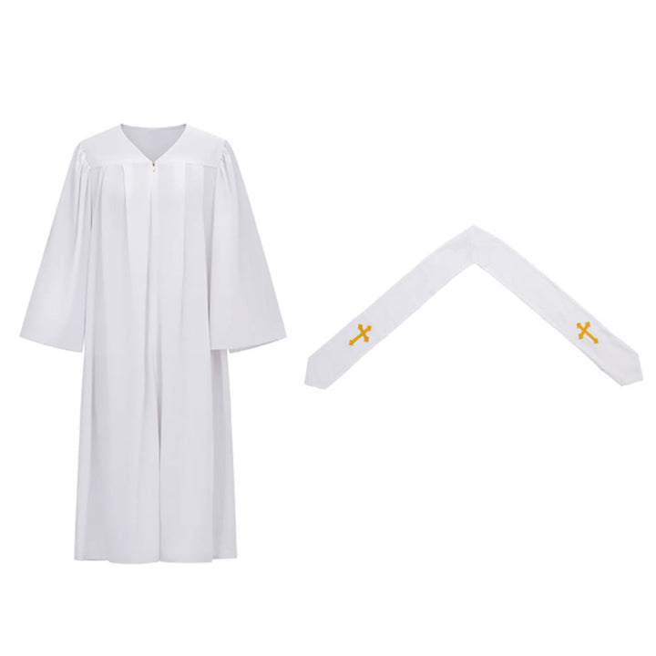 Christianartworkshop Robes de clergé élégantes noires et blanches : détail de la croix dorée - image 5